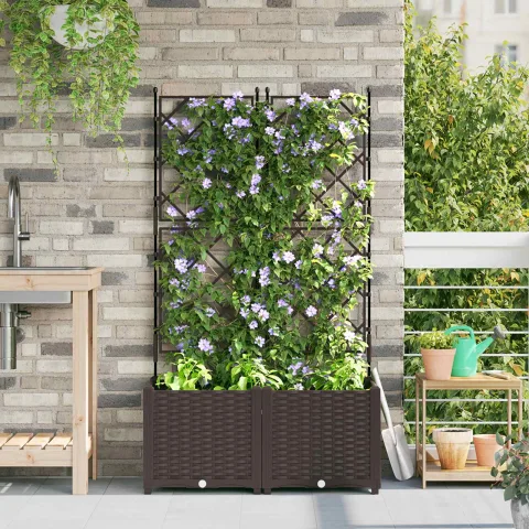 vidaXL Vază pentru Grădină 2 buc. Maro 80 x 40 x 143 cm PP