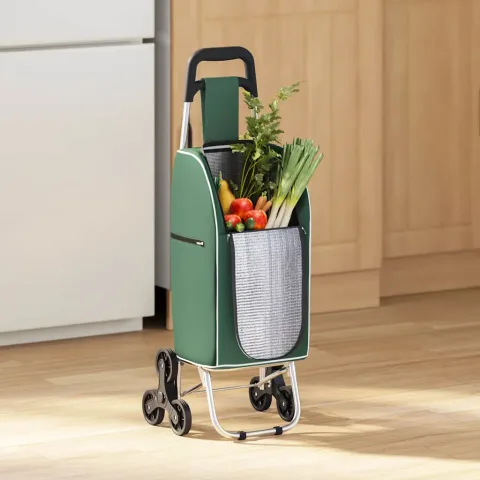 vidaXL Carucior de cumpărături Verde 39,5 x 33 x 93 cm Tafeta Oxford