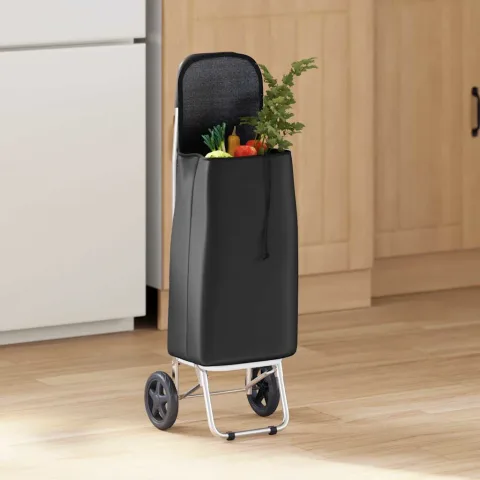 vidaXL Carucior de cumpărături Negru 35 x 28 x 92 cm Tafeta Oxford
