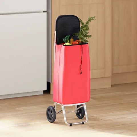 vidaXL Carucior de cumpărături Roșu 35 x 28 x 92 cm Tafeta Oxford