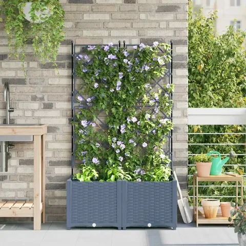 vidaXL Vază pentru Grădină 2 buc. Gri Deschis 80 x 40 x 143 cm PP