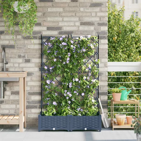 vidaXL Vază pentru Grădină 2 buc. Gri 80 x 40 x 125,5 cm PP