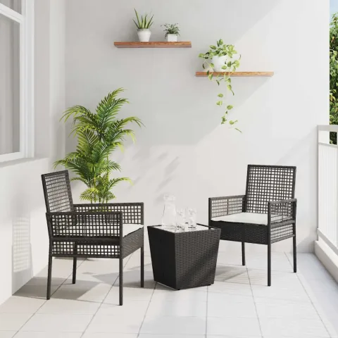 vidaXL Set Bistro de Grădină 3 buc. Negru poliratan