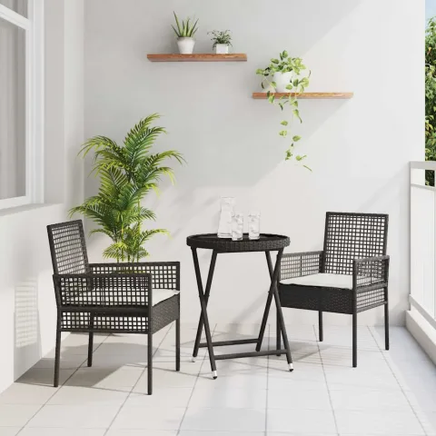 vidaXL Set Bistro de Grădină 3 buc. Negru poliratan