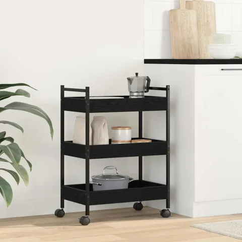 vidaXL Troler de Bucătărie Stejar negru 50 x 30 x 70 cm Lemn prelucrat