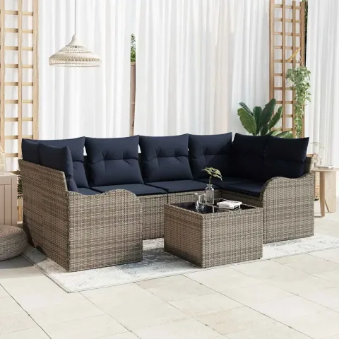 vidaXL Set de canapele pentru grădină Gri 55 x 55 x 37 cm poliratan