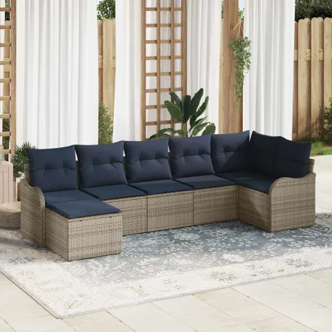 vidaXL Set de canapele pentru grădină 7 buc. Gri poliratan