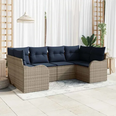 vidaXL Set de canapea 6 buc. Gri [Sintetic]: Poli Rattan