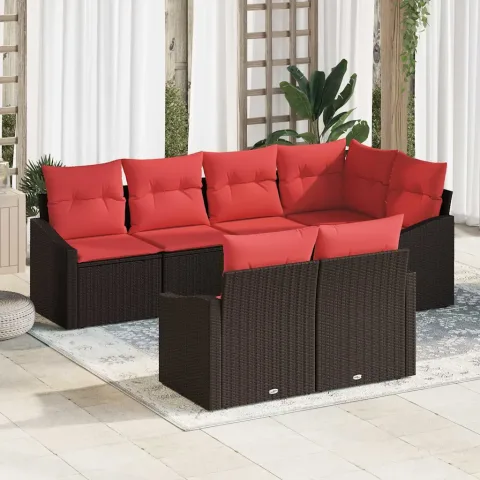 vidaXL Set de canapea 7 buc. Maro poliratan