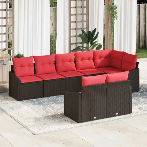 vidaXL Set de canapea 8 buc. Maro poliratan