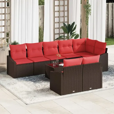 vidaXL Set de canapea 9 buc. Maro poliratan