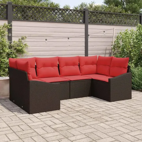 vidaXL Set de canapea 6 buc. Maro poliratan