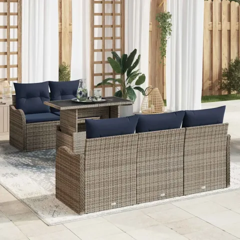 vidaXL Set de canapele pentru grădină 6 buc. Gri și bleumarin