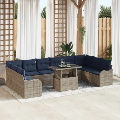 vidaXL Set de canapele pentru grădină 11 buc. Gri Rattan poli