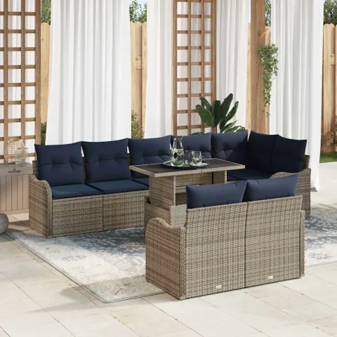 vidaXL Set de canapele pentru grădină 9 buc. Gri Rattan poli