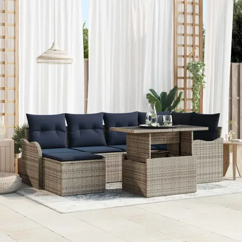 vidaXL Set de canapele pentru grădină 7 buc. Gri Rattan poli