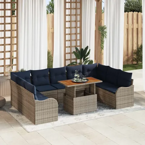 vidaXL Set de canapele pentru grădină 10 buc. 9-Număr de locuri