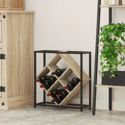 vidaXL Raft pentru vin 16 sticle Lemn prelucrat Stejar Sonoma