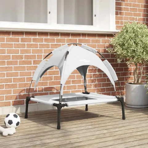vidaXL Pat pentru câini Manual Gri argintie 76 x 62 x 70,5 cm Oțel