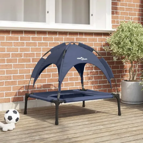 vidaXL Pat pentru câini Manual Albastru marin 76 x 62 x 70,5 cm Oțel