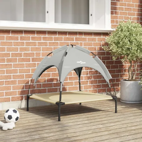 vidaXL Pat pentru câini 71 x 64 x 71 cm Oțel Gri argintie