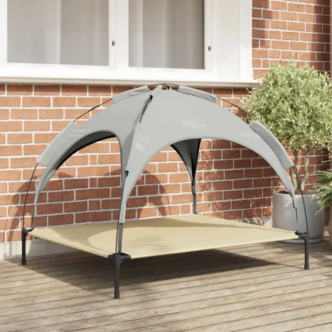 vidaXL Pat pentru câini 104 x 86 x 84,5 cm Oțel Gri argintie