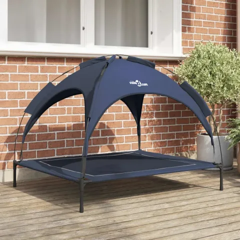 vidaXL Pat pentru câini 104 x 86 x 84,5 cm Oțel Albastru marin