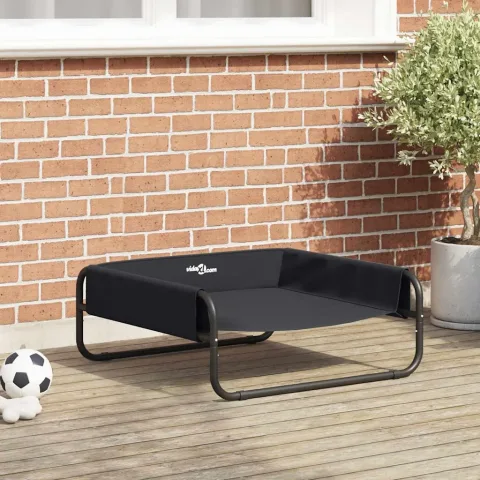 vidaXL Pat pentru câini Manual Negru 75 x 75 x 30 cm Oțel