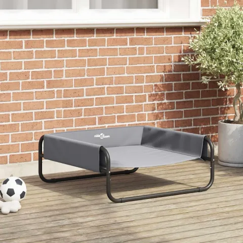 vidaXL Pat pentru câini Manual Gri deschis 70 x 70 x 28,5 cm Oțel
