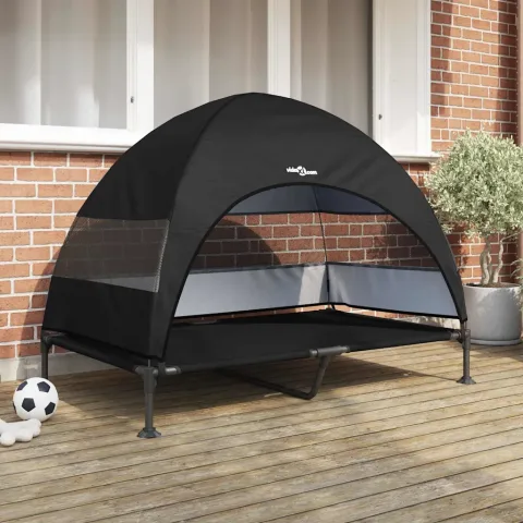 vidaXL Pat pentru câini ridicat 127 x 81 x 108 cm Negru