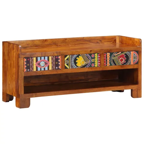 vidaXL Bancă pentru pantofi cu sertar Maro miere 100 x 35 x 45 cm