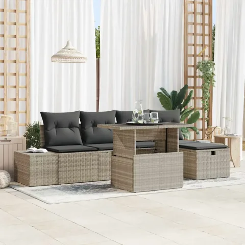 vidaXL Set de canapele pentru grădină 6 buc. Rattan poli