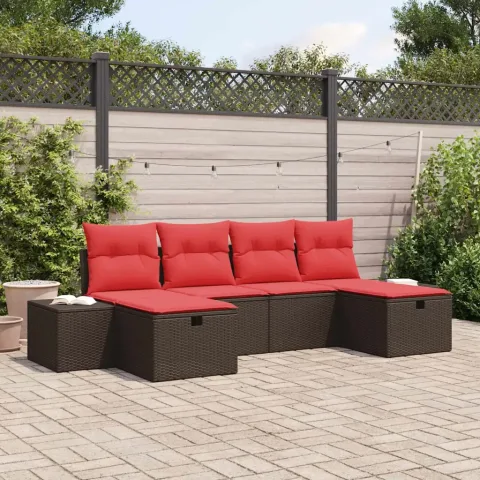 vidaXL Set de canapele pentru grădină 6 buc. Maro poliratan