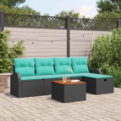 vidaXL Set de canapele pentru grădină 6 buc. Negru Rattan poli