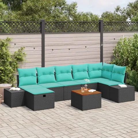 vidaXL Set de canapele pentru grădină 8 buc. Negru Rattan poli