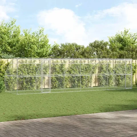 vidaXL Cușcă pentru câini 4 buc. Argintiu 8 x 2 x 2 m Oțel galvanizat