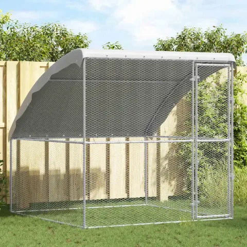 vidaXL Cușcă pentru pui Argintiu 2 x 2 x 2 m Oțel Galvanizat