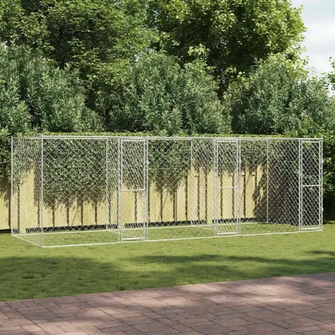 vidaXL Cușcă pentru câine Argintiu 600 x 200 x 200 cm Oțel Galvanizat