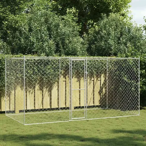 vidaXL Cușcă pentru câine Argintiu 400 x 200 x 200 cm Oțel Galvanizat