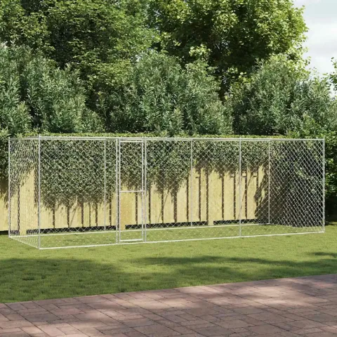 vidaXL Cușcă pentru câine Argintiu 600 x 200 x 200 cm Oțel Galvanizat