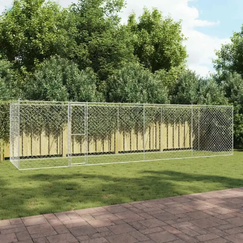 vidaXL Cușcă pentru câine Argintiu 800 x 200 x 200 cm Oțel Galvanizat