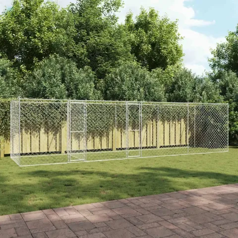 vidaXL Cușcă pentru câine Argintiu 800 x 200 x 200 cm Oțel Galvanizat