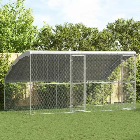 vidaXL Cușcă pentru pui 2 buc. Argintiu 400 x 200 x 200 cm