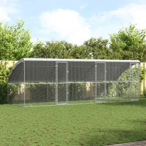 vidaXL Cușcă pentru pui 3 buc. Argintiu 600 x 200 x 200 cm