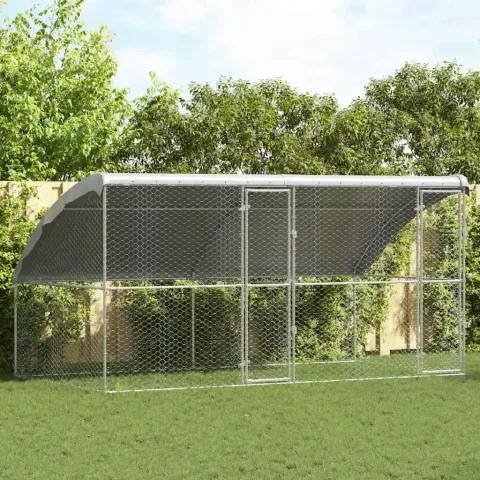 vidaXL Cușcă pentru câini 2 buc. Argintiu 4 x 2 x 2 m Oțel galvanizat