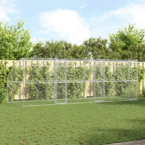 vidaXL Cușcă pentru câini 3 buc. Argintiu 6 x 2 x 2 m Oțel galvanizat