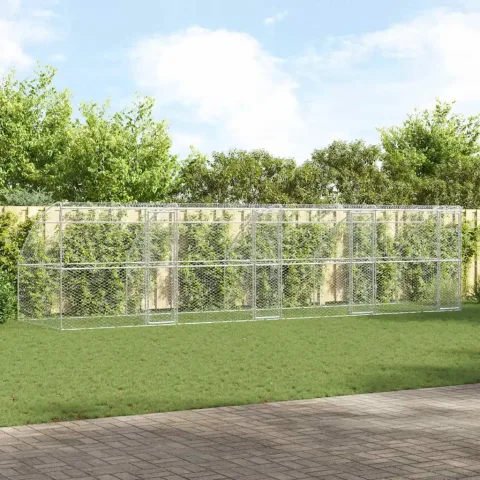 vidaXL Cușcă pentru câini 4 buc. Argintiu 8 x 2 x 2 m Oțel galvanizat