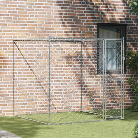 vidaXL Cușcă pentru câine Argintiu 200 x 200 x 200 cm Oțel Galvanizat