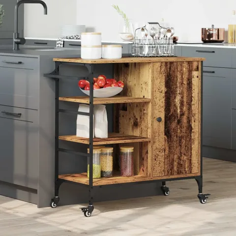 vidaXL Troler de Bucătărie Lemn vechi 87.5 x 39 x 84.5 cm