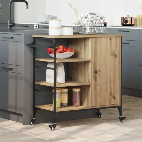 vidaXL Troler de Bucătărie Stejar Artizanal 87.5 x 39 x 84.5 cm